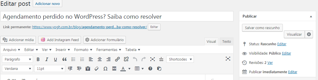 Como agendar publicação no WordPress