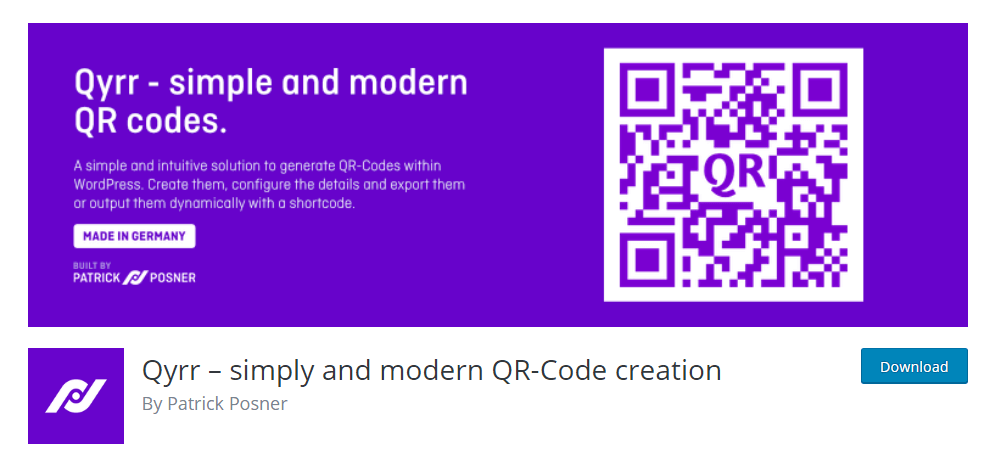 Plugin Qyrr para criação de QR-Code